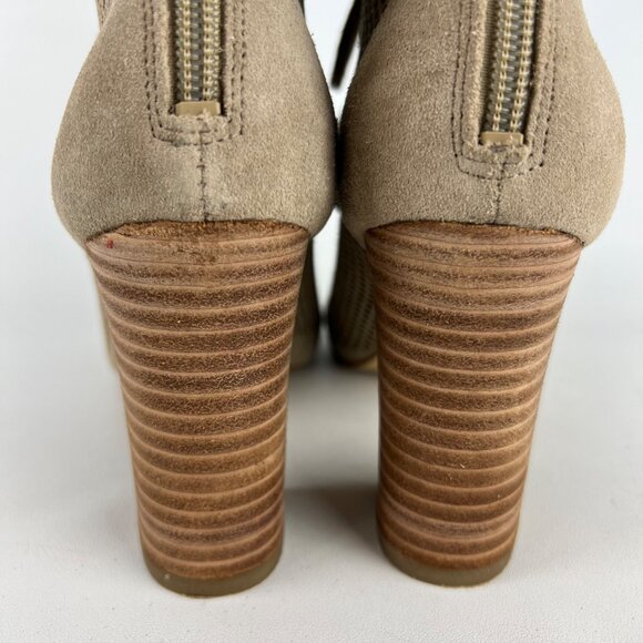 Marc Fisher Womens Shaini Perforated Lace Up Peep Toe Booties Taupe Suede size 8 - Picture 5 of 16